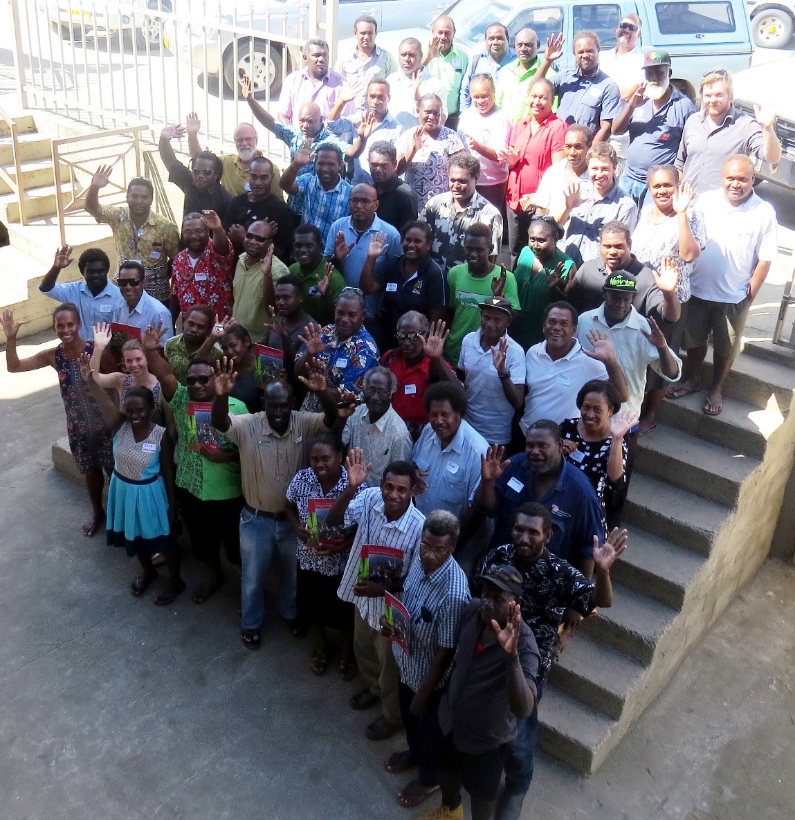 Participants at grantee exchange meeting in Honiara