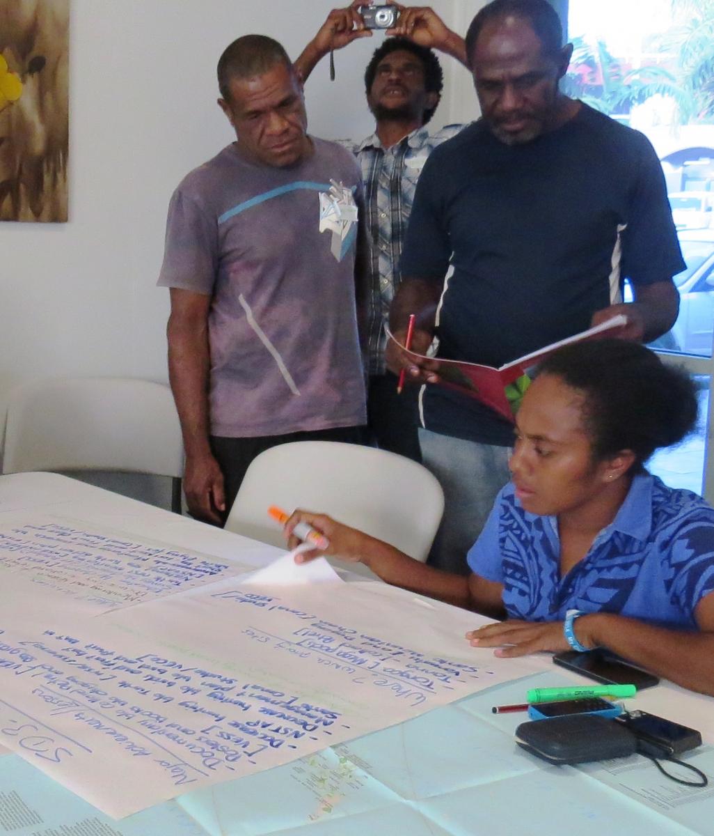 Current and potential grantees mapping out where activities could take place in Vanuatu