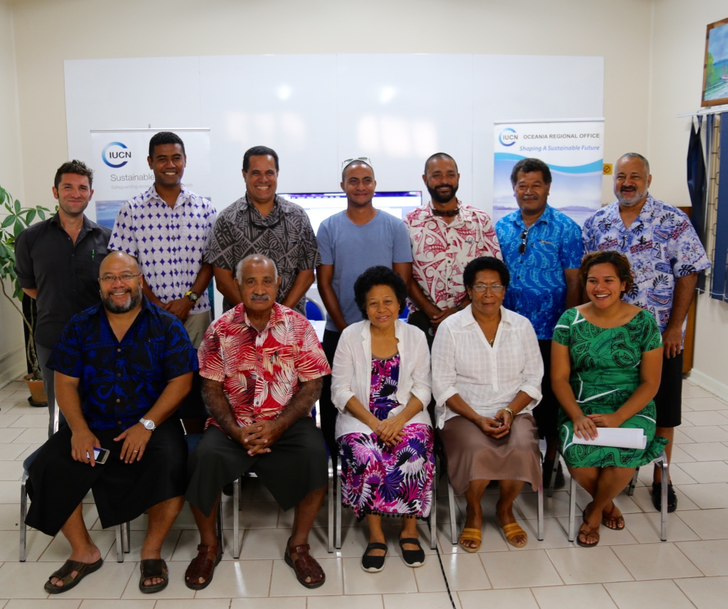 IUCN Oceania staff pose for a photo with three grantees from Fiji; Eco Silver Bed & Breakfast, Koro Island, Fiji; Gender Climate Change Alliance, Nakalawaca Village, Fiji and the Uto ni Yalo Trust, Fiji