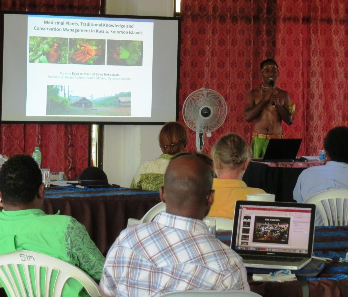 Tommy Esau from East Kwaio sharing findings and products from their small capacity building grant