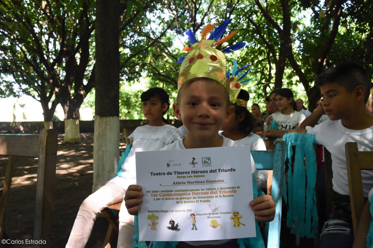 Heroes Summer Camp, Chiapas Mexico - Boy receiving Certificate