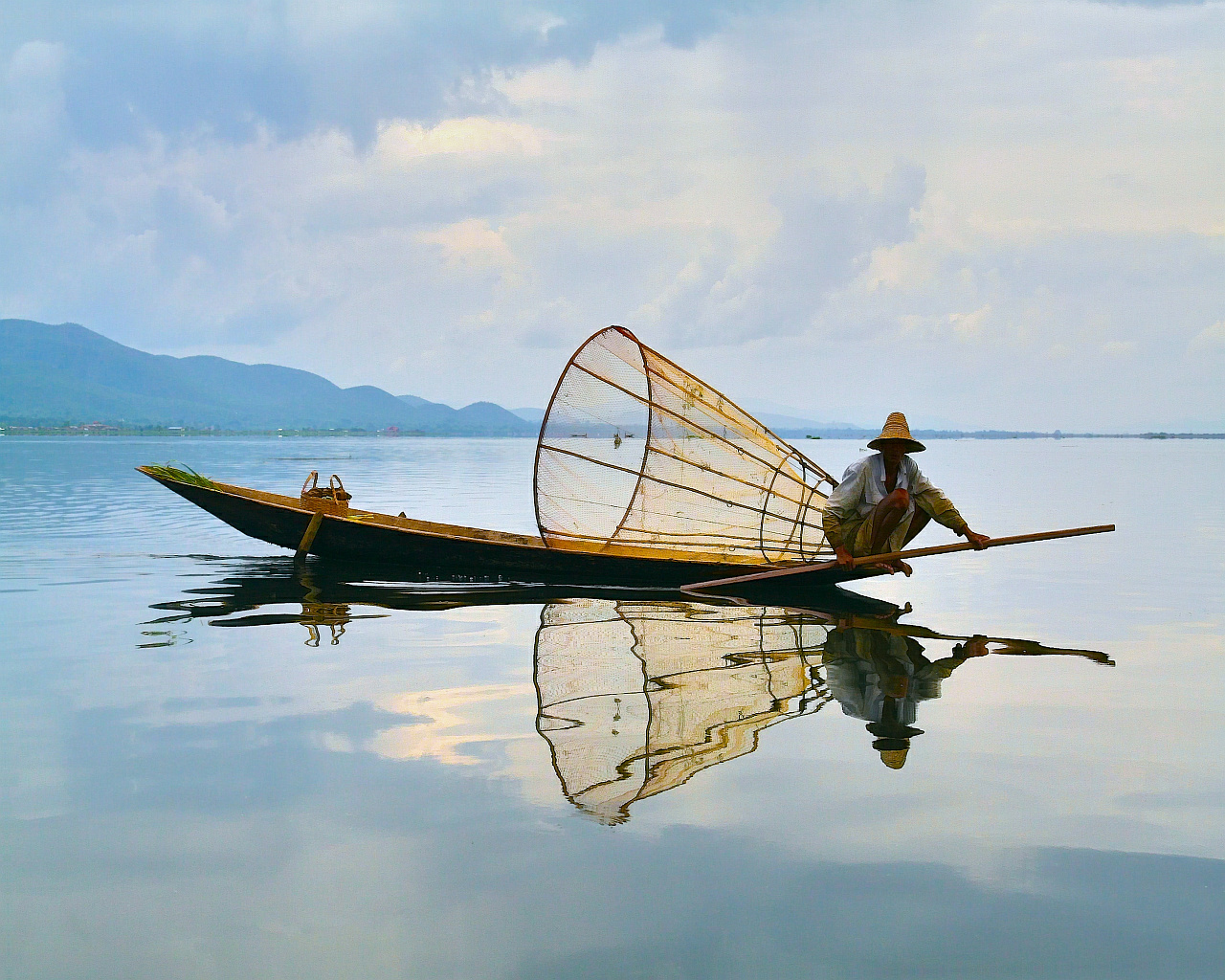 Fisherman on Inlay Lake, Myanmar