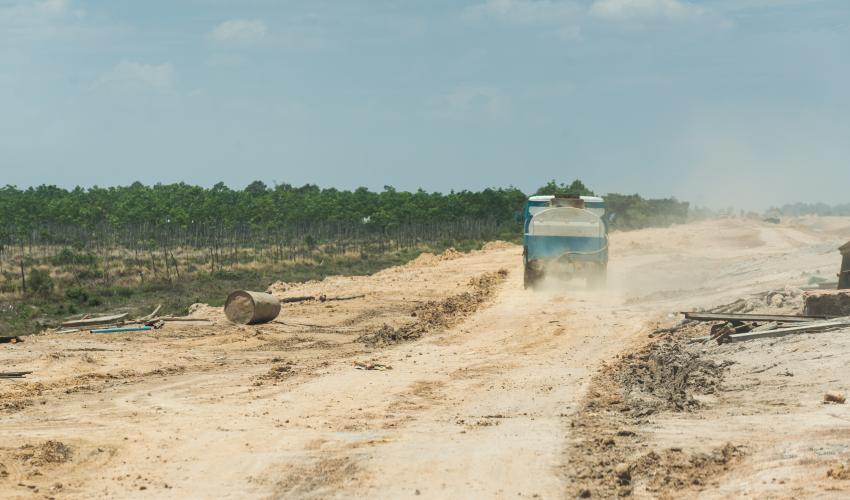 Construction of irrigation canals to support large-scale plantations in Preah Vihear Province.