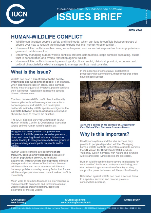 Human-wildlife Issues Brief conflict cover image