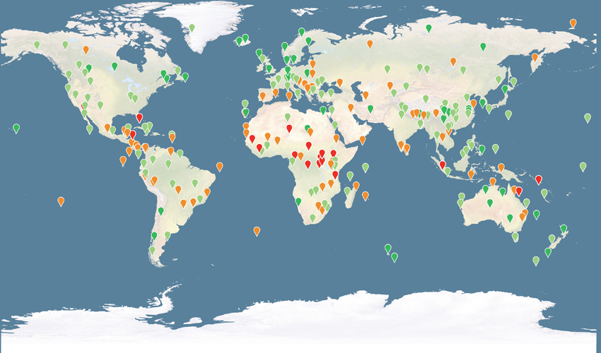  *The map shows all natural World Heritage sites up to 2020.