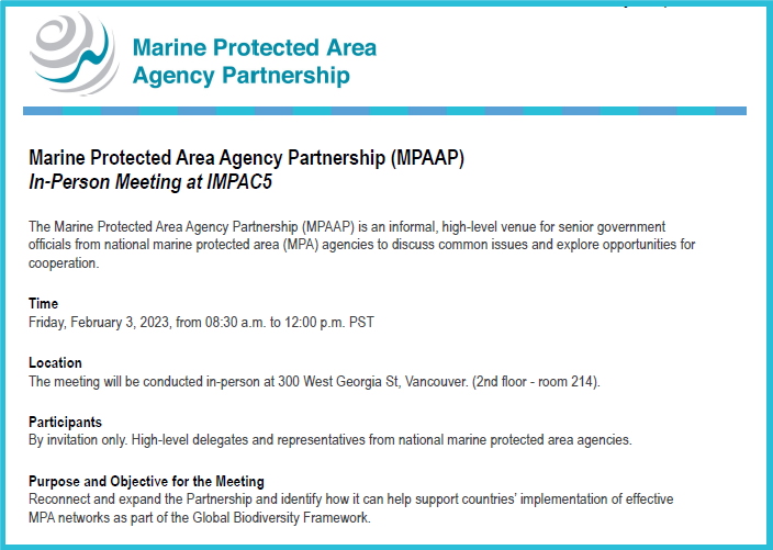 Event flyer - Marine Protected Area Agency Partnership (MPAAP)