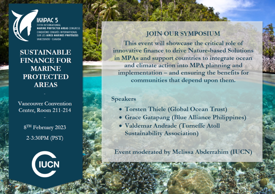 Sustainable finance for marine protected areas event flyer