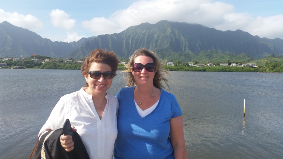 Candidates Meher Noshriwani (left) and Kristen Walker Painemilla (right) at the He’eia fishponds, Hawai’i, 2015