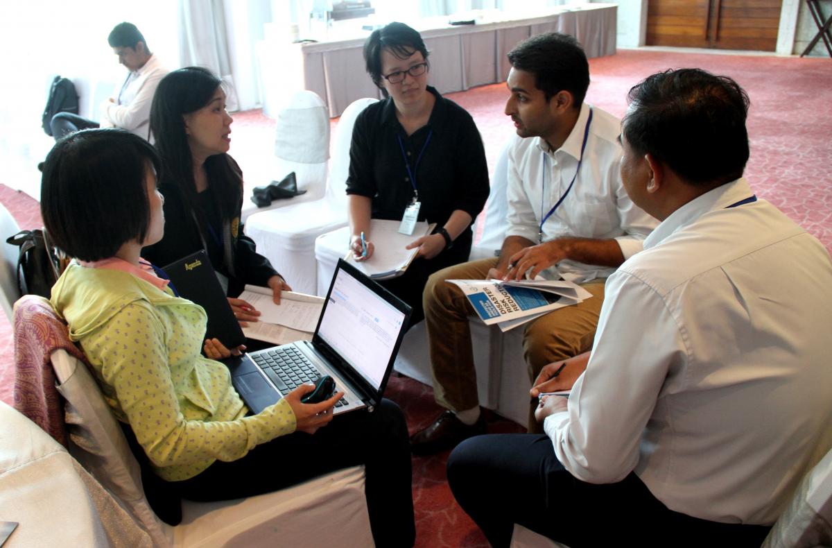 Participants participate in group discussions to explore the role of biodiversity and nature based solutions to DRR