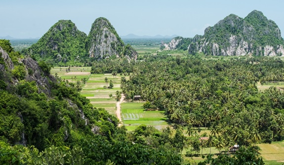 Karst hills in Kampot Province are home to a unique flora © Steven Bernacki, IUCN