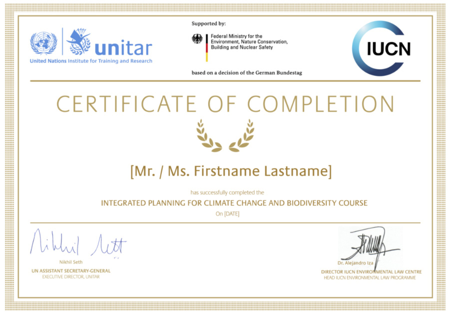 IUCN UNITAR certificate