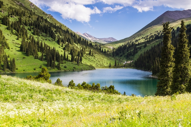 Lake Kolsai in Kazakhstan, Tien Shan mountains 