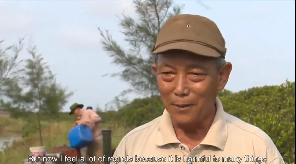 Citizen journalism report on the importance of mangrove forests in local lovelihoods. Mr. Tran Huy Khanh, a beekeeper, whose bees depend on mangrove flowers for honey production. 