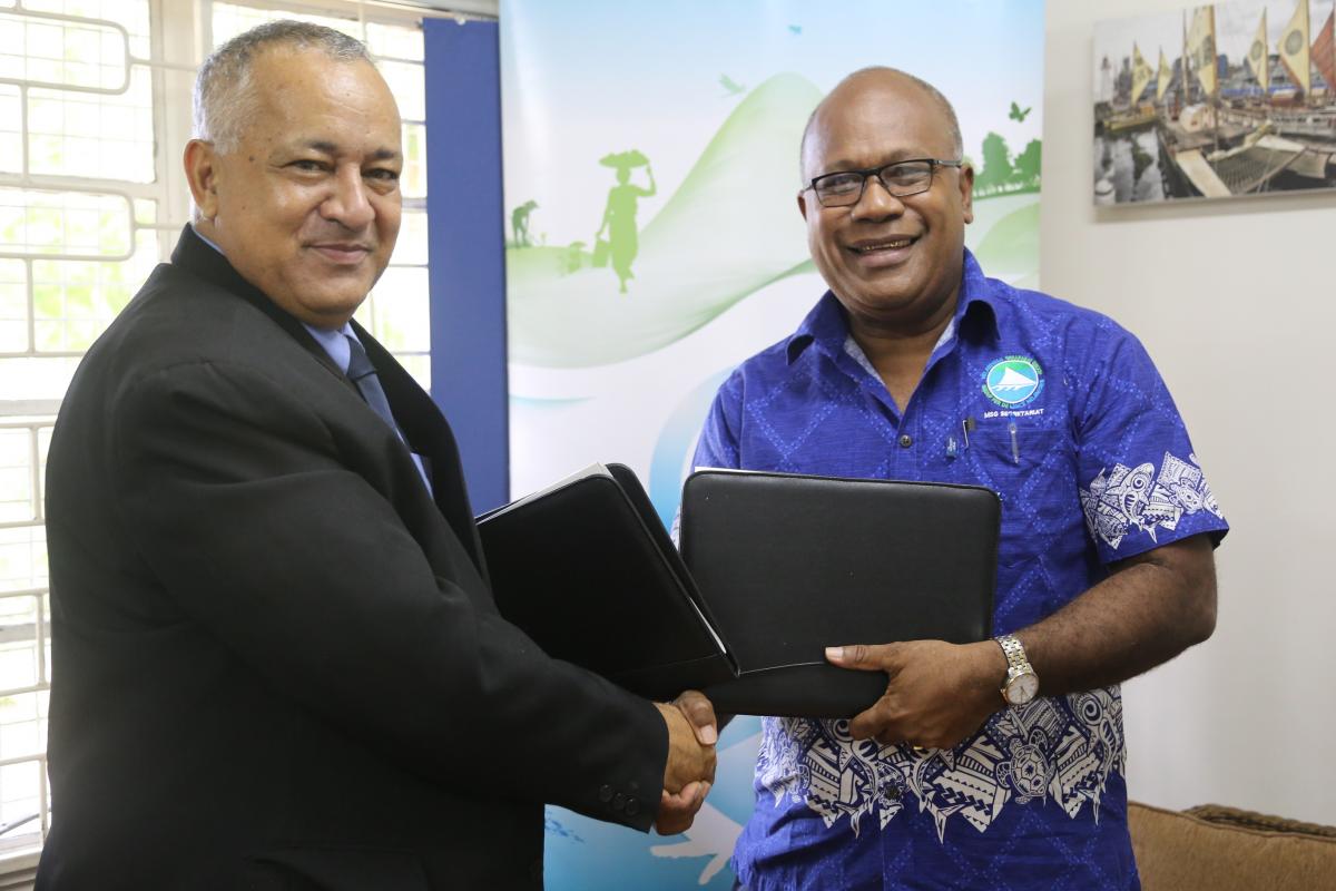 MSG DG Amena Yauvoli and IUCN Oceania RD Mason Smith seals the deal