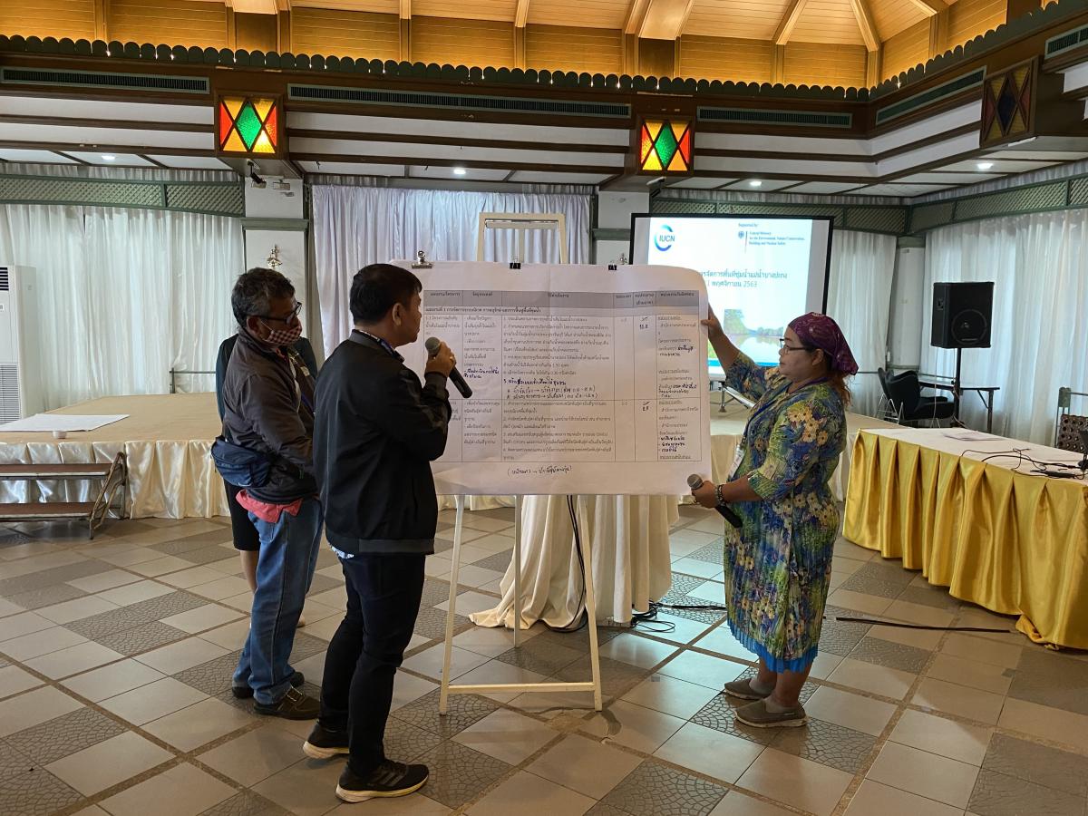 Participants present the draft management plan developed from the group discussion