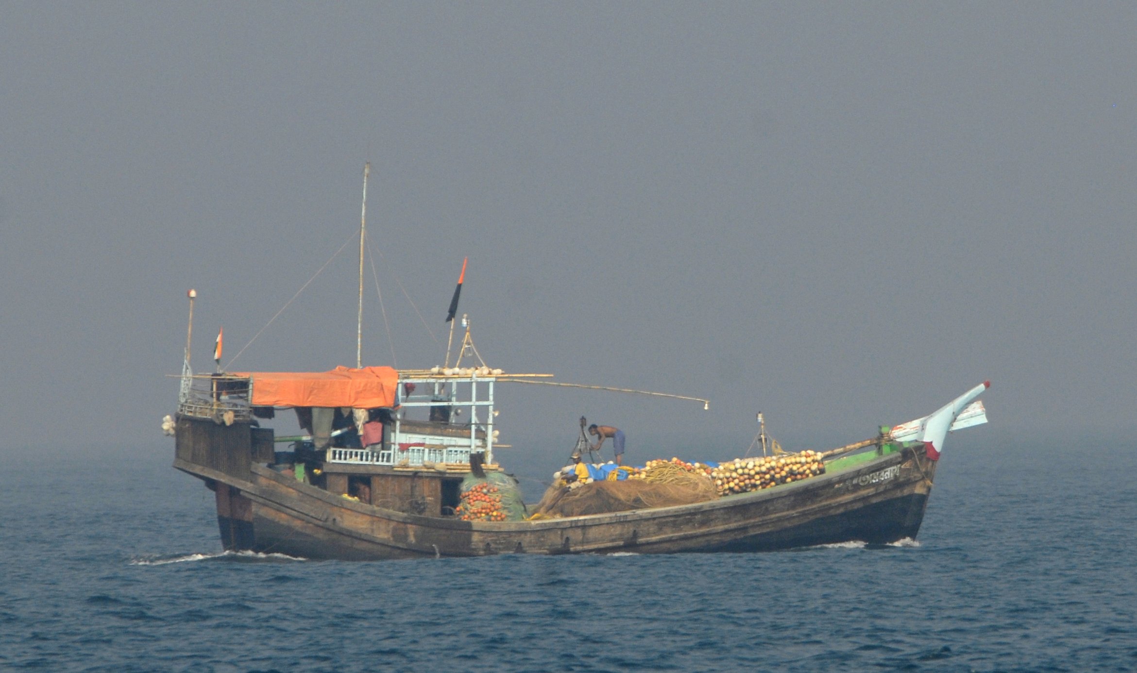 Large mesh size Gillnet fishing boat at the Bengal coast