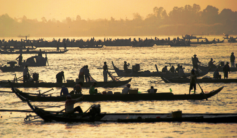 The morning fishing fleet on the Mekong River