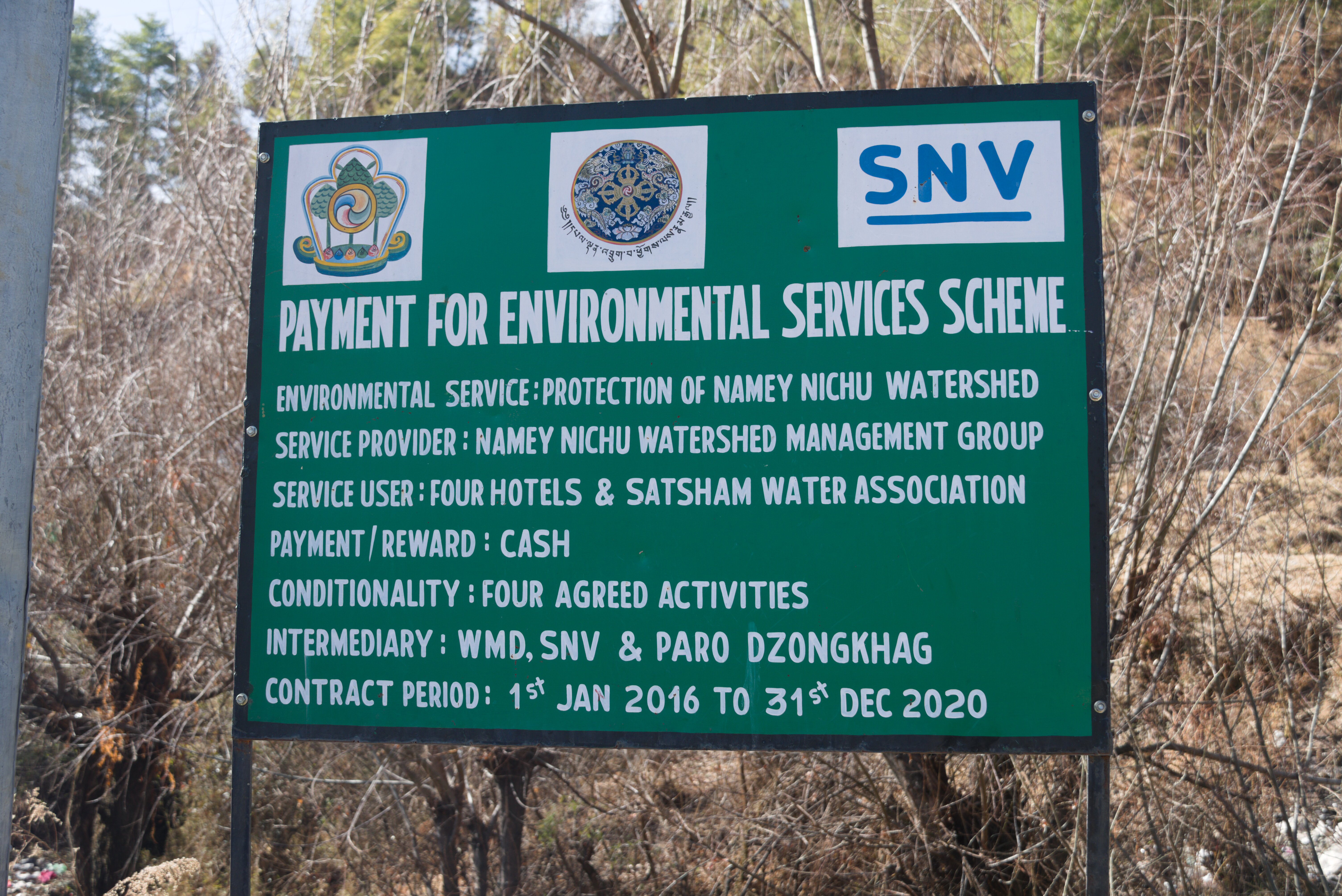 Payment for Ecosystems (PES) scheme in Namey Nichu area 