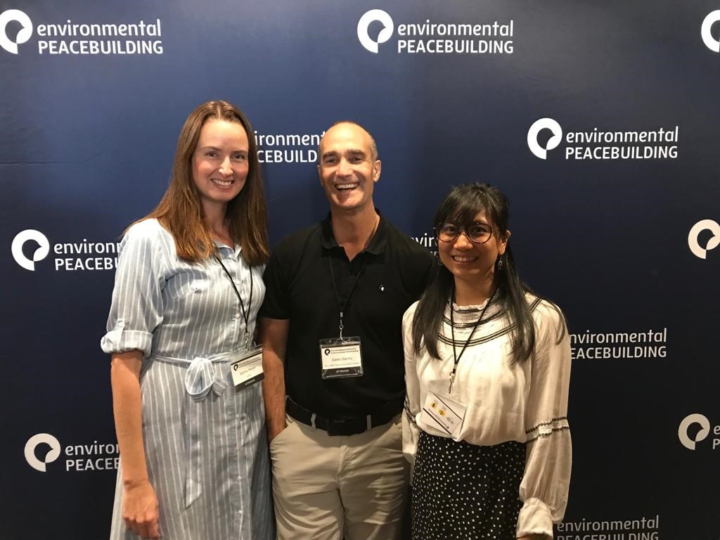 IUCN Programme Officer Social Science and TF member Seline Meijer with IUCN CEESP Theme on Environment and Peace Co-Chairs, Galeo Saintz and Elaine (Lan Yin) Hsiao, at the Environmental Peacebuilding Conference in October 2019