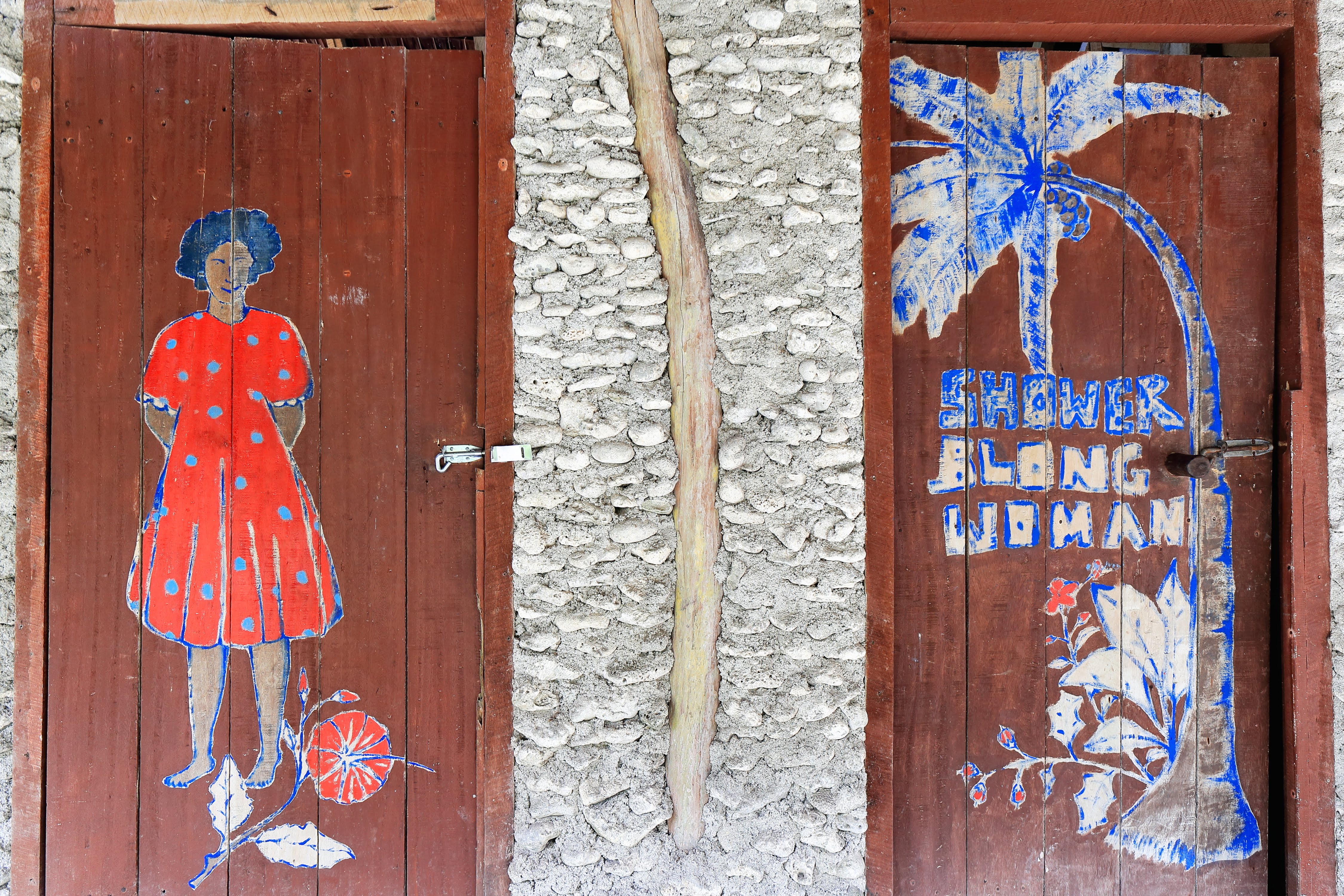 Gender-sensitive water and sanitation facilities are an important consideration. Depicted is a women’s shower in Vanuatu.