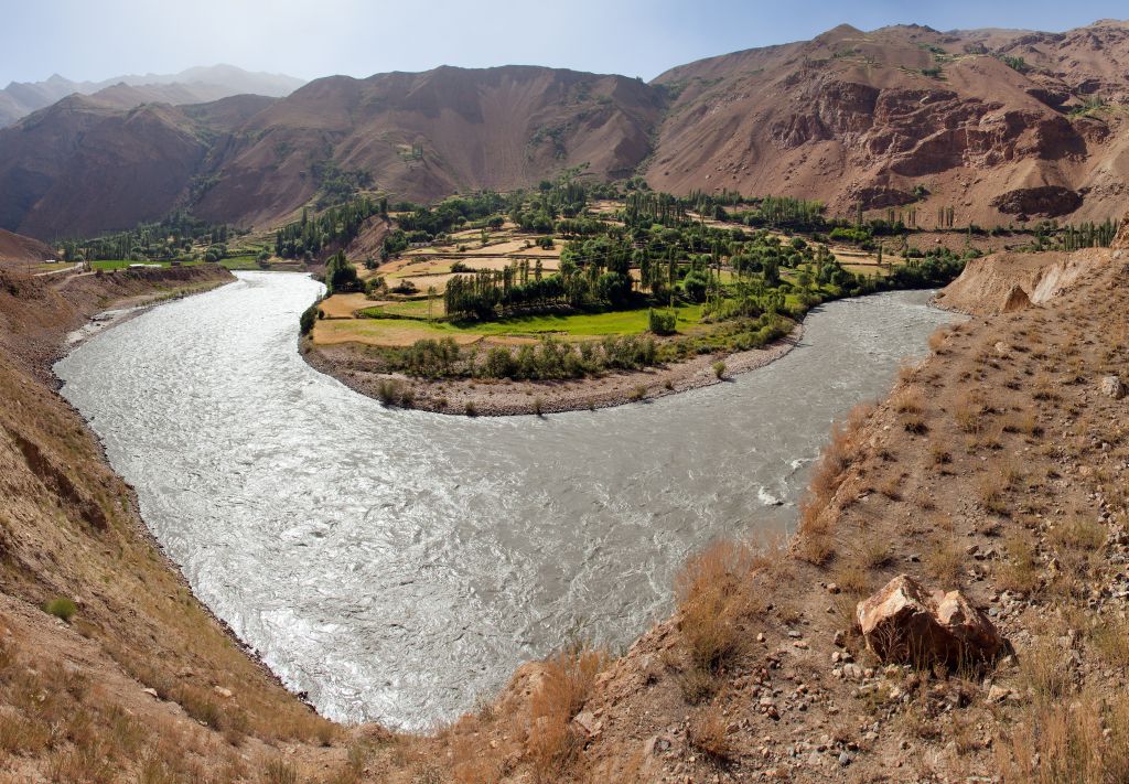 Upper part of Amu Darya river. Tajikistan and Afghanistan border