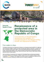cover of forest brief with map of DRC, photo on top and words