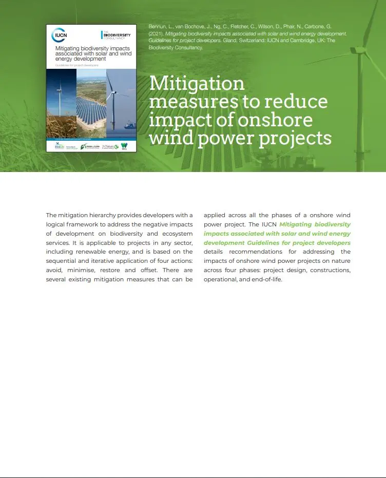 Mitigation  measures to reduce  impact of onshore  wind power projects