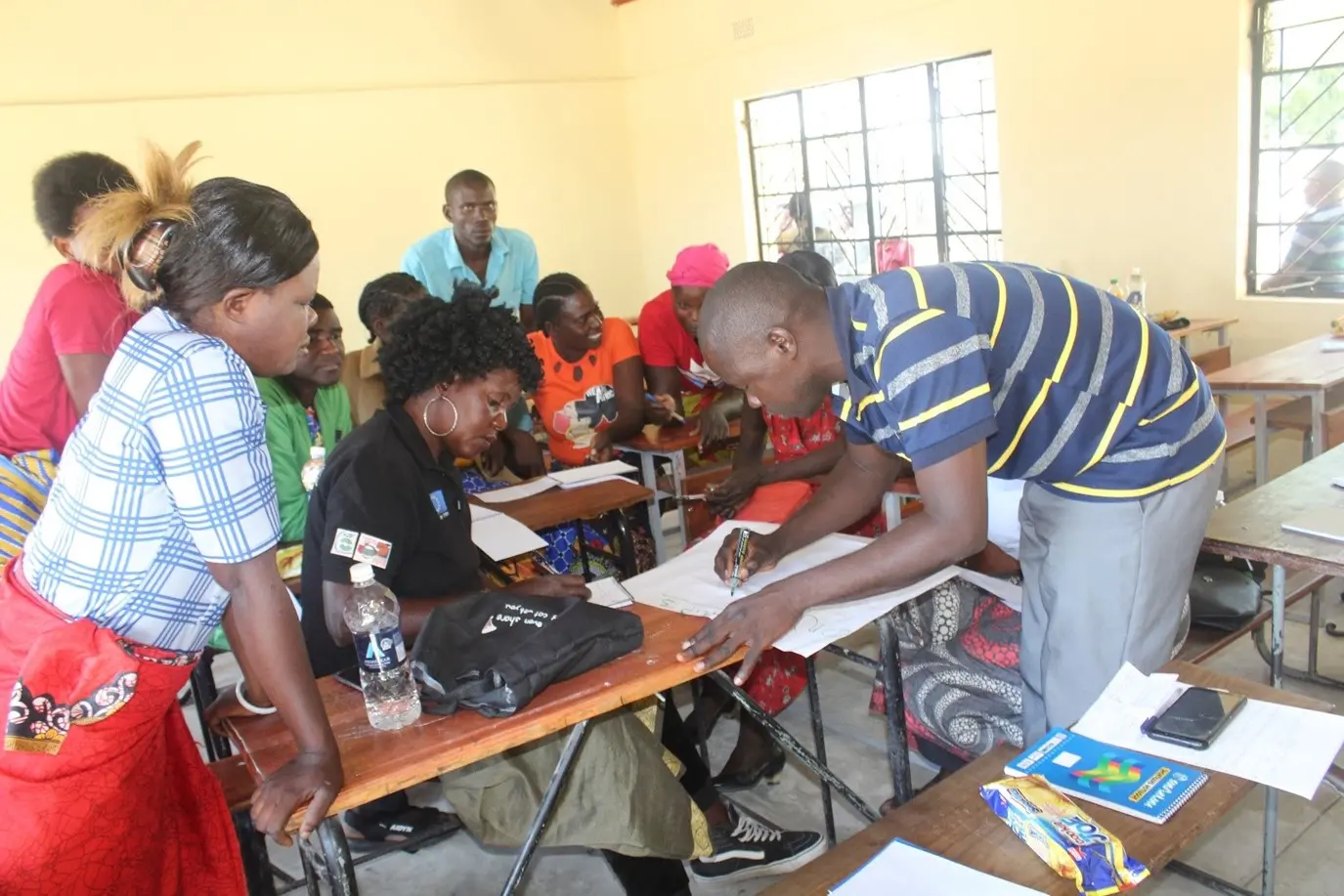 Formation of the Women Watch Committees in Sesheke on 6 May 2023. The groups were tasked to list down the types of GBV affecting their respective communities and identify those that have a link to the environment. Photo by ActionAid Zambia