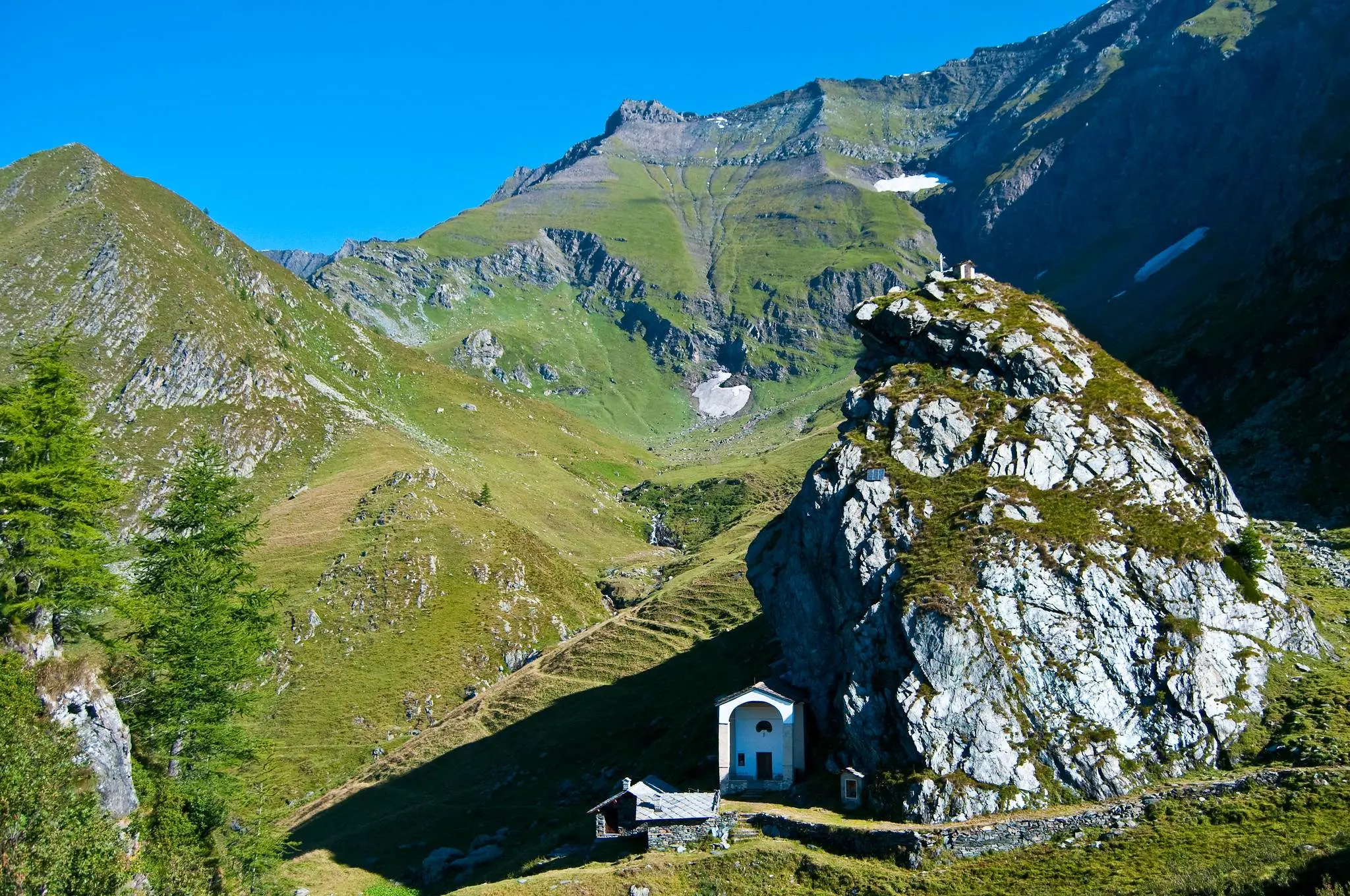 The sanctuary of San Besso, located in a very ancient place of worship in the Gran Paradiso National Park, Italy