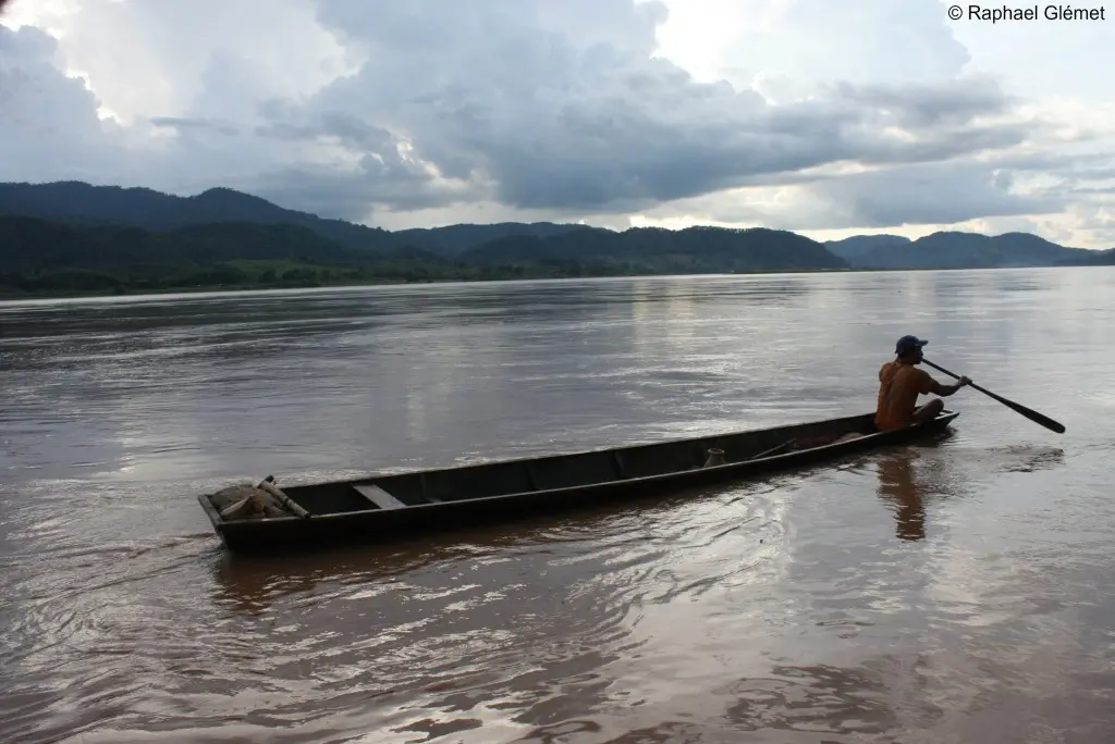 Boat on the Mekong river in Laos