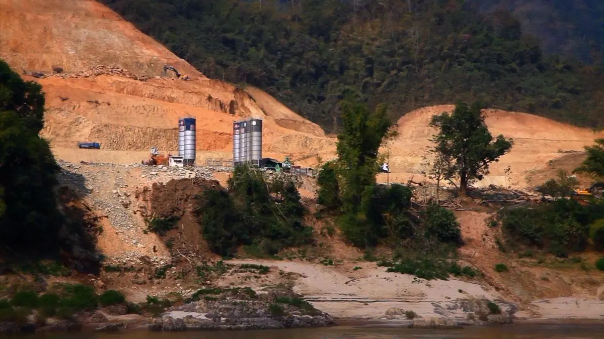 A construction site of Xayaburi dam in Lao PDR