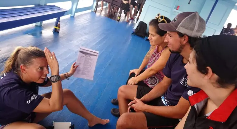 Shark dive briefings to our diving team in Koh Tao 