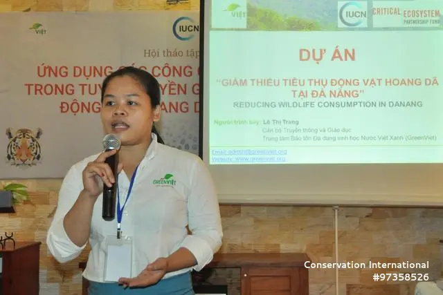 Ms. Trang presented in a CEPF-funded-workshop on reducing wildlife consumption in Da Nang