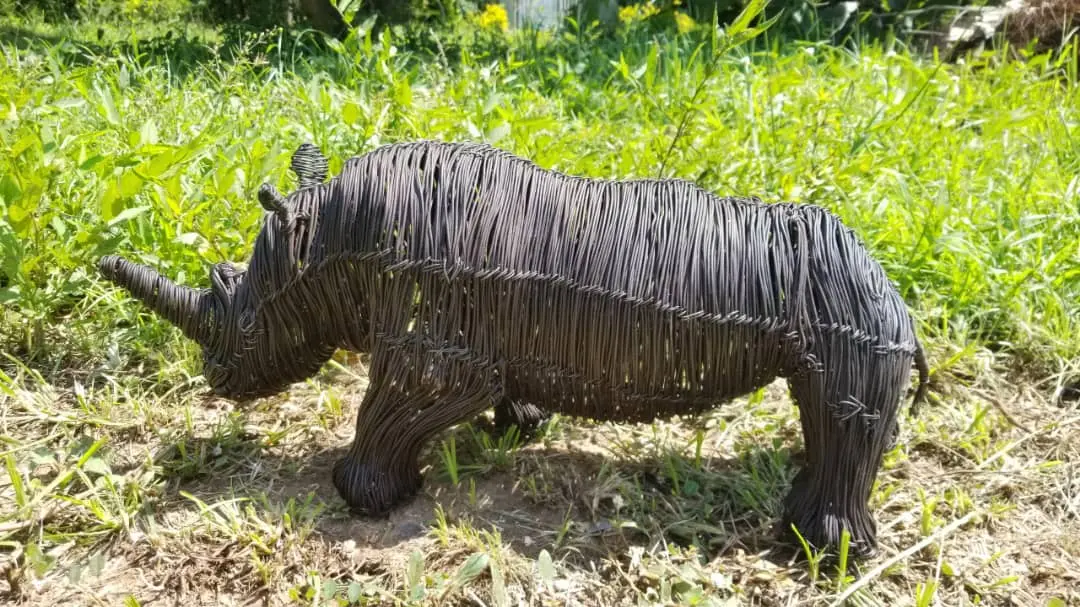 Sculpture made from wire snares in Uganda