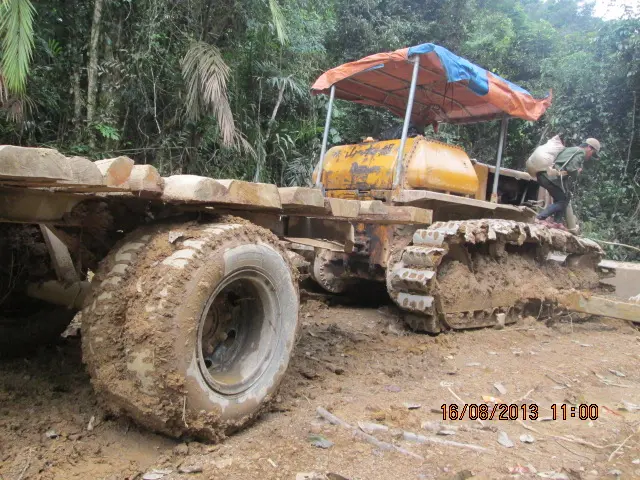 Illegal logging tractor trailer combination