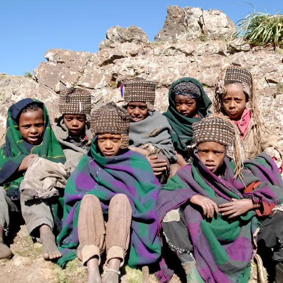 Children in Simien National Park, World Heritage site, Ethiopia