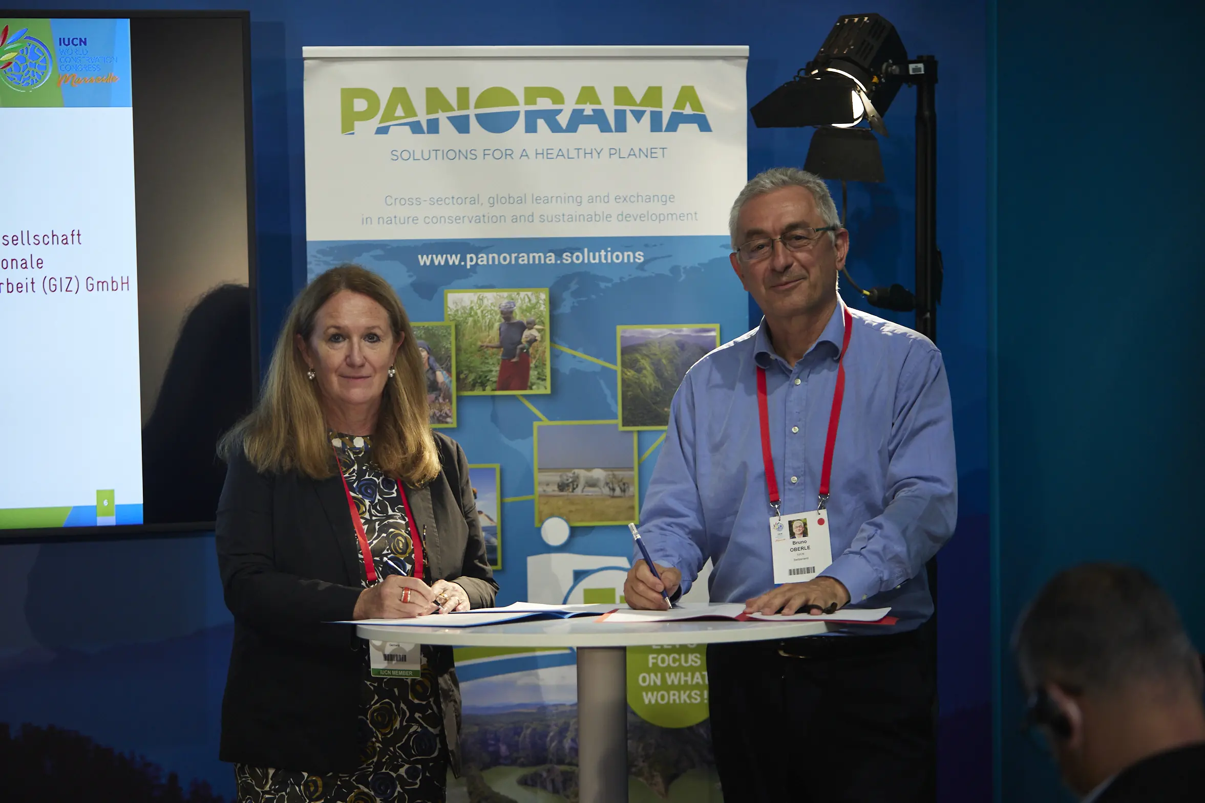 Ingrid-Gabriela Hoven (GIZ) and Dr. Bruno Oberle (IUCN) renew commitment to PANORAMA