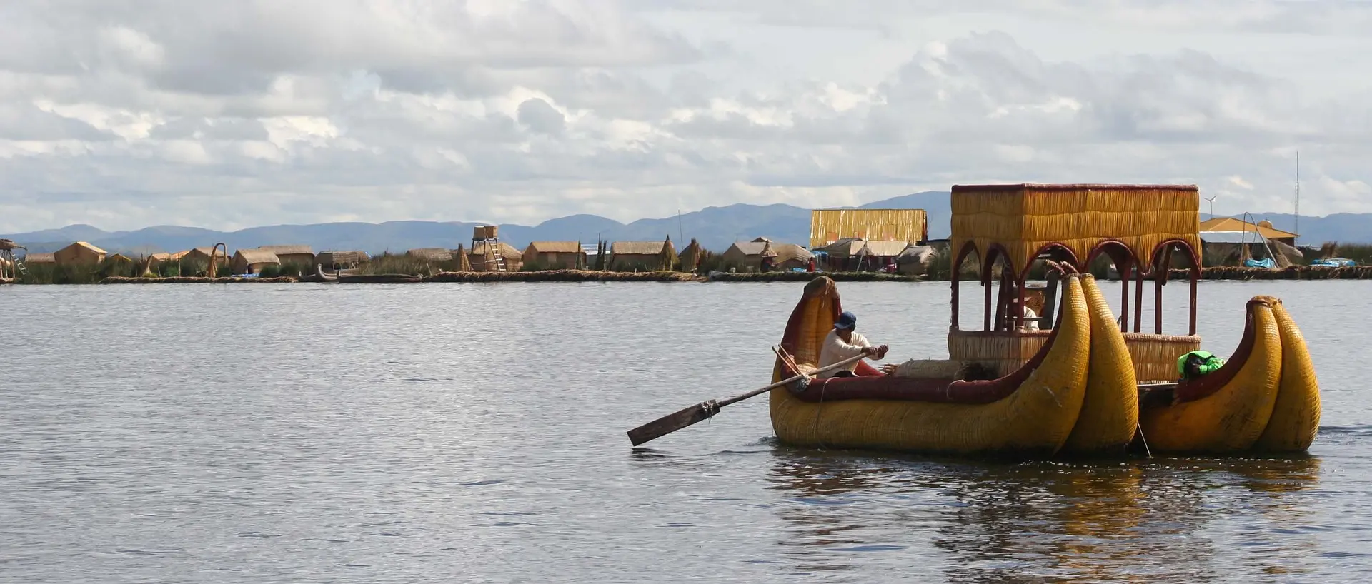 Uros boat on Lake Titicaca